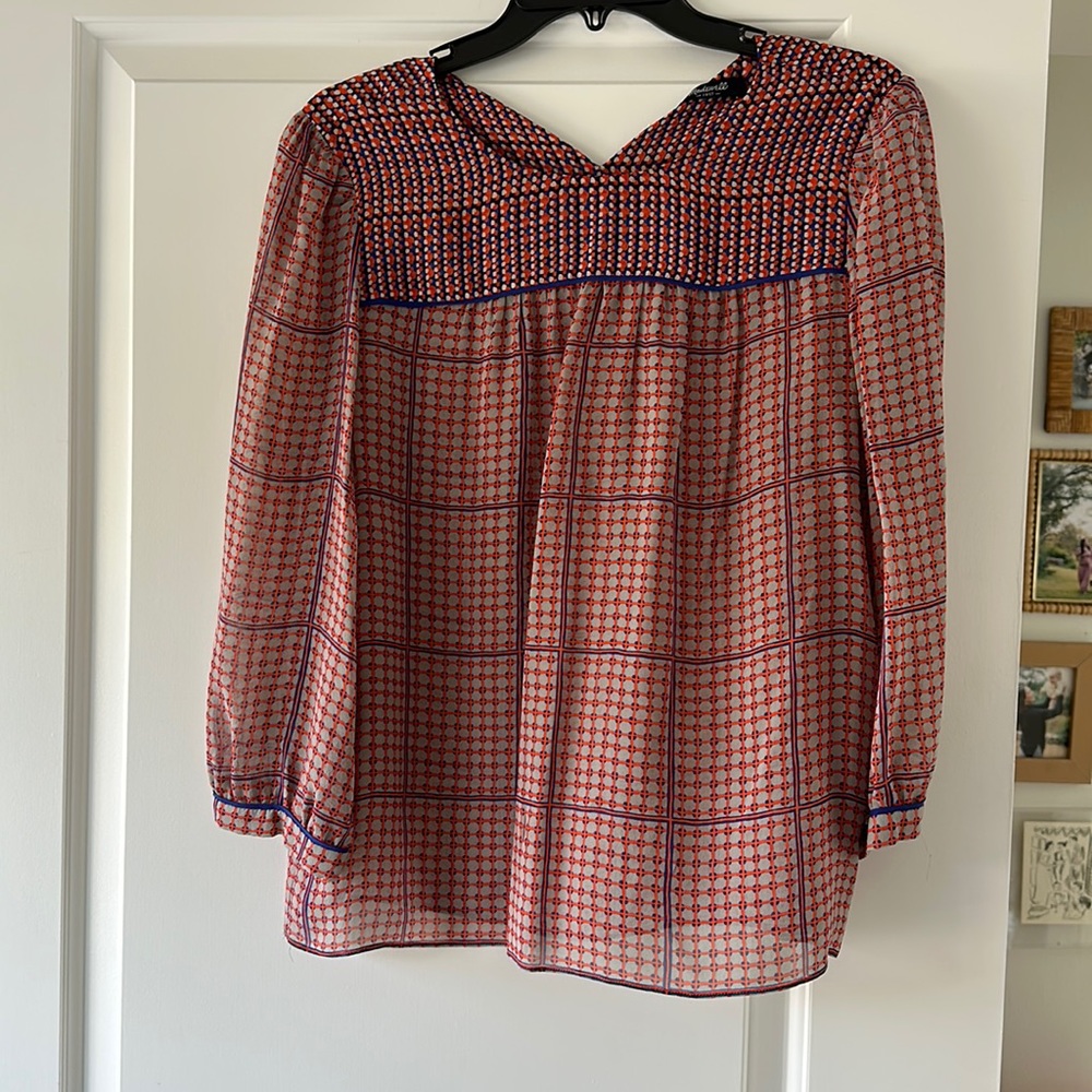 Sheer patterned blouse with 3/4 sleeve